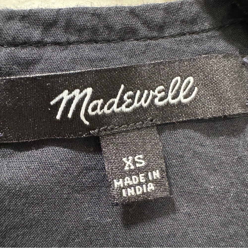 Madewell Seersucker Puff-Sleeve Cutout Mini Dress Black Women's XS NF870 - Picture 9 of 16